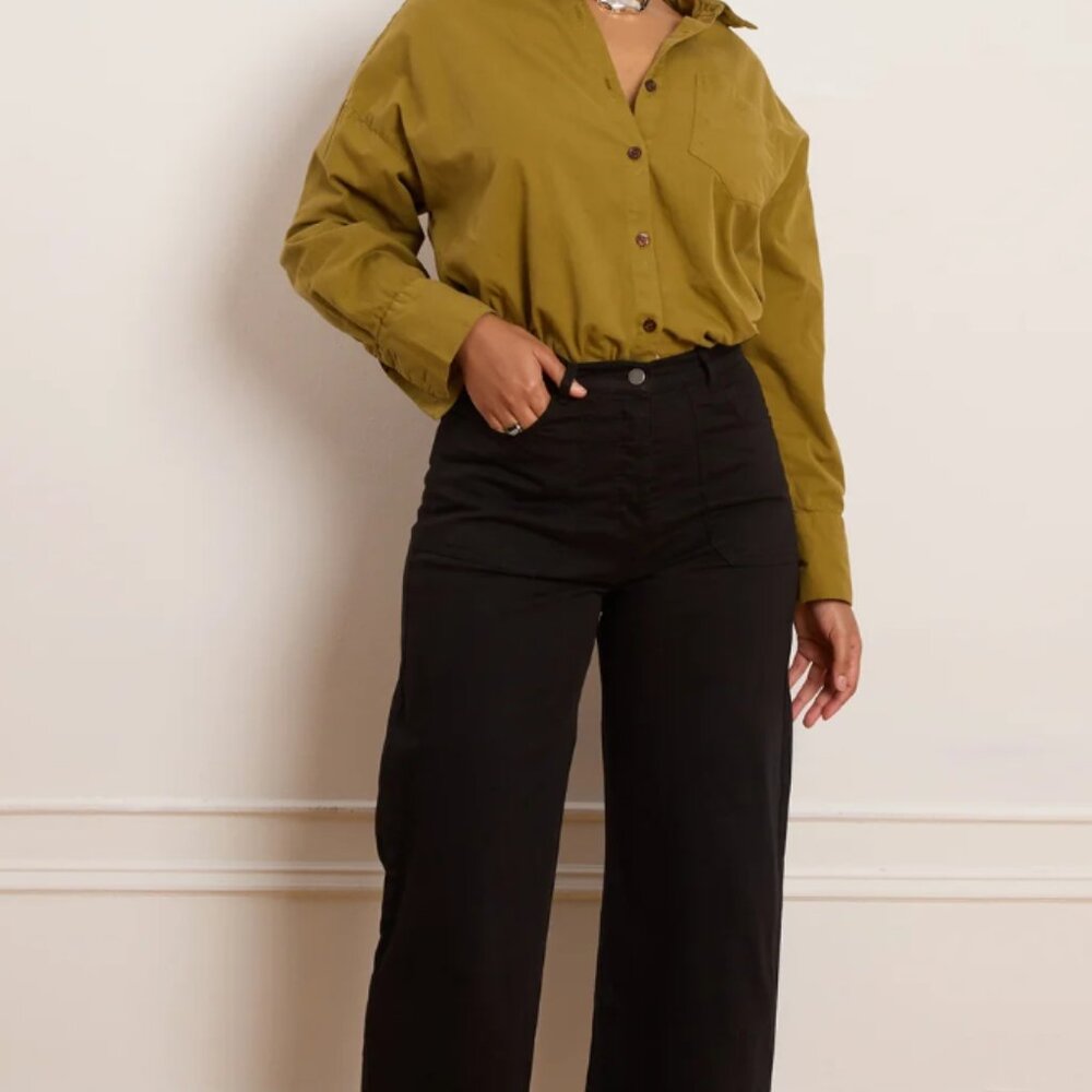 Loup Simone Wide Leg Crop Pant (canvas jean style)